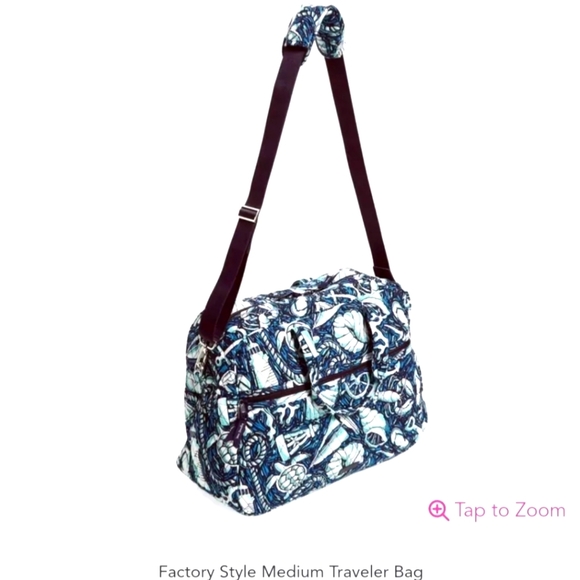 🆕️🐚FREE GIFT!+ Vera Bradley Medium Traveler Bag - Shore Enough Weekender Blue - Picture 2 of 16